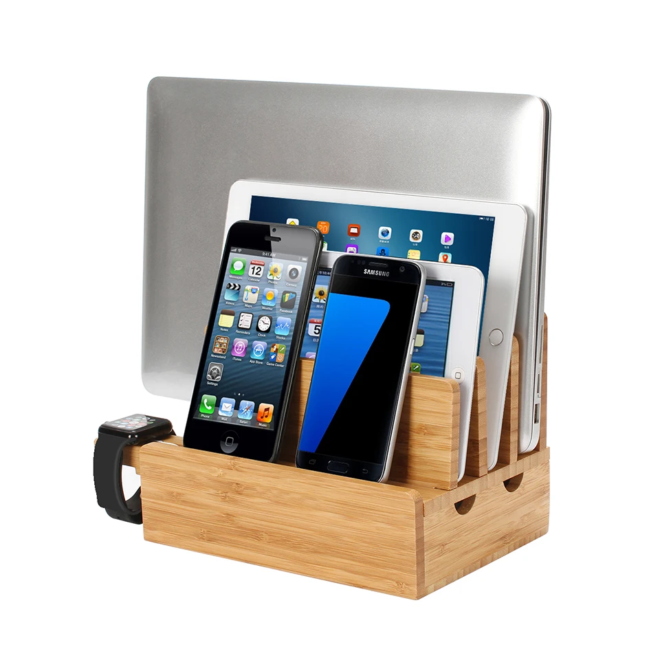 iCozzier 4-Slot Bamboo Watch Stand Removable Multi-device Charging Station and Cord Organizer Stand Dock for Apple Watch, iPhone
iCozzier 4-Slot Bamboo Watch Stand Removable Multi-device Charging Station and Cord Organizer Stand Dock for Apple Watch, iPhone