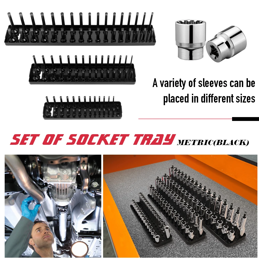 3PCS/Set Garage Storage Tool Rack Holder Plastic Organizer Accessories Shelf Stand Metric Home Socket Tray 1/4'' 3/8'' 1/2''
3PCS/Set Garage Storage Tool Rack Holder Plastic Organizer Accessories Shelf Stand Metric Home Socket Tray 1/4'' 3/8'' 1/2''