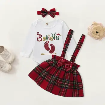 Emmababy Newborn Baby Girl Christmas Top Long Sleeve Letter Printed Jumpsuit Plaid Bowknot Strap Dress Xmas Clothes Skirt 0-18M
Emmababy Newborn Baby Girl Christmas Top Long Sleeve Letter Printed Jumpsuit Plaid Bowknot Strap Dress Xmas Clothes Skirt 0-18M