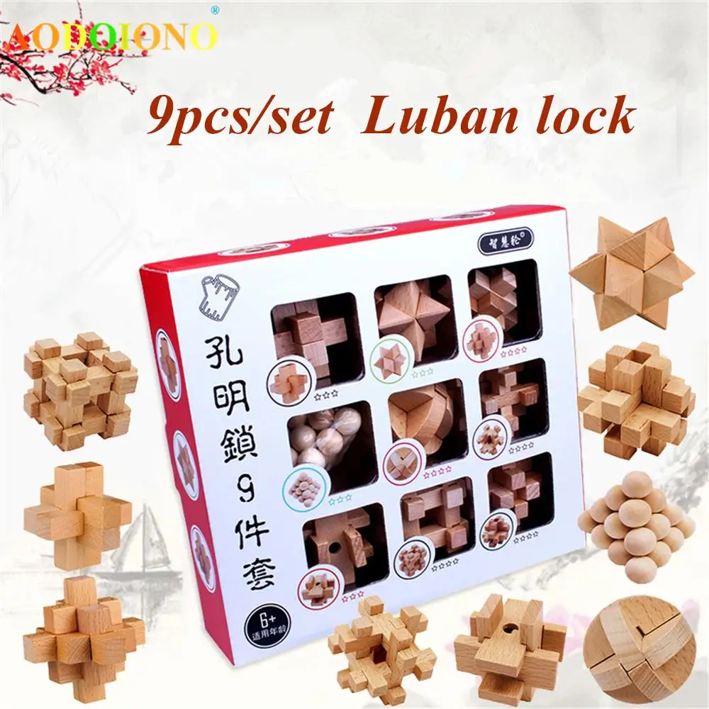 9pcs/set Beech 3D Handmade Vintage Ming Lock Luban Lock Wooden Toys Adults Puzzle Children Educational Toy Adult Christmas Gift 
9pcs/set Beech 3D Handmade Vintage Ming Lock Luban Lock Wooden Toys Adults Puzzle Children Educational Toy Adult Christmas Gift