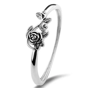 

Huitan Vintage Blacke Rose Shaped Women Rings Retro Whole Rose Flower Factory Direct Selling Wholesale Lots&Bulk Women Rings