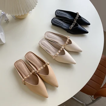 2020 New Mules Women Flat Shoes Pointed Toe Slippers Luxury Shallow Slides Slip On Metal Decoration Mule Casual Sandalias Mujer
2020 New Mules Women Flat Shoes Pointed Toe Slippers Luxury Shallow Slides Slip On Metal Decoration Mule Casual Sandalias Mujer