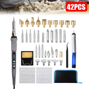 42Pcs Wood Burning Kit Carving Pyrography Pen Kit 60W Adjustable Temperature Soldering Iron Welding Wood Embossing Burning Set
42Pcs Wood Burning Kit Carving Pyrography Pen Kit 60W Adjustable Temperature Soldering Iron Welding Wood Embossing Burning Set