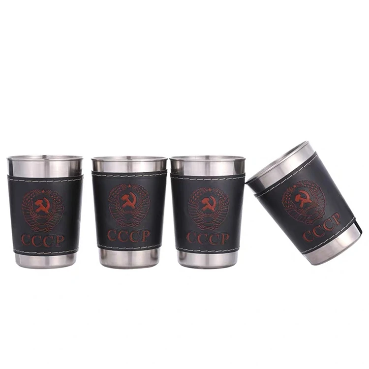Vodka Cup 304 PU holster Russia Stainless Steel Mini Wine Tumbler Portable Personalized 4pcs 30ml/75ml/170ml Shot Glass Set Vodka Cup 304 PU holster Russia Stainless Steel Mini Wine Tumbler Portable Personalized 4pcs 30ml/75ml/170ml Shot Glass Set