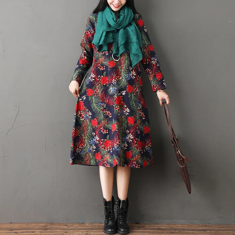 2020 Spring New Style Ethnic-Style Printed Cotton Linen Large Size Dress Loose-Fit Mid-length Long Sleeve Big Hemline Dress Wome
2020 Spring New Style Ethnic-Style Printed Cotton Linen Large Size Dress Loose-Fit Mid-length Long Sleeve Big Hemline Dress Wome