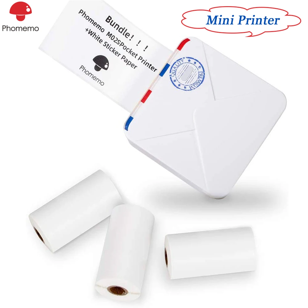 Phomemo M02S Pocket Printer 300dpi Mini Bluetooth Thermal Printer with 3 Rolls White Sticker Paper for Learning Assistance Work
Phomemo M02S Pocket Printer 300dpi Mini Bluetooth Thermal Printer with 3 Rolls White Sticker Paper for Learning Assistance Work