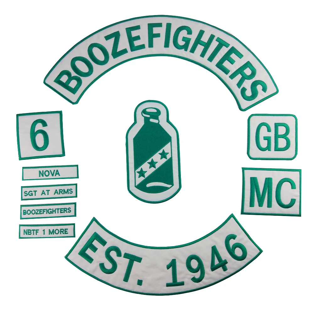 Boozefighter MC SGT на ярлыке с вышитыми нашивками в стиле панк модный Байкерский полный