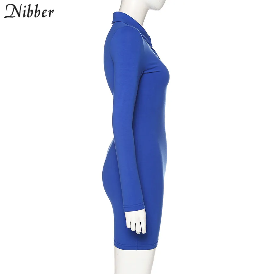 Nibber cotton Lapel Elastic Slim Soft High waist dresses Solid color casual simple girl College style sweet 2020 Spring femal