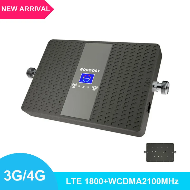 Усилитель мобильного сигнала LTE 4G сеть ЖК дисплей DCS 1800 МГц + WCDMA 2100 сотового 70 дБ