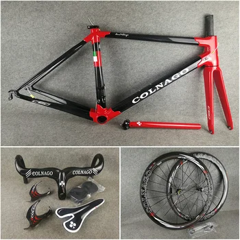 3K Glossy Black Red Colnago C60 carbon road frame+Handlebar+Saddle+Bottle cages+50mm carbon wheelset with Novatec A271 hubs
3K Glossy Black Red Colnago C60 carbon road frame+Handlebar+Saddle+Bottle cages+50mm carbon wheelset with Novatec A271 hubs