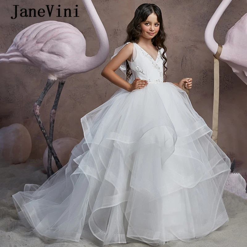JaneVini 2020 Princess Flower Girl Dresses White Ball Gown Tiered Appliques Beaded Puffy Tulle Girls Formal Dress for Weddings
JaneVini 2020 Princess Flower Girl Dresses White Ball Gown Tiered Appliques Beaded Puffy Tulle Girls Formal Dress for Weddings