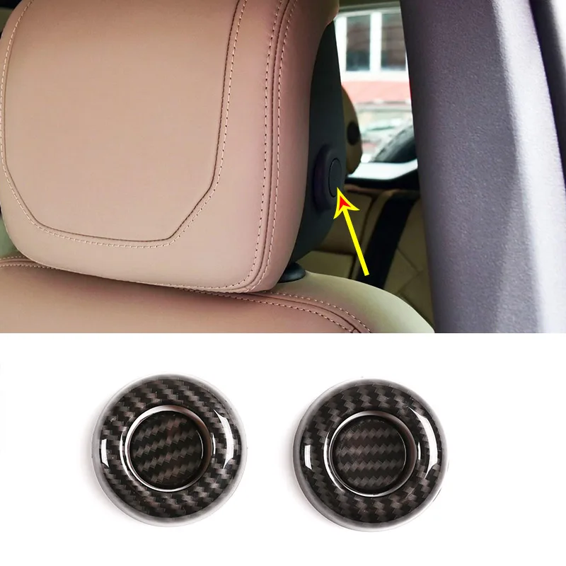 

For Land Rover Defender 110 Car styling ABS Carbon Fiber Car Head pillow Adjustment Button Cover Stickers Defender Accessories