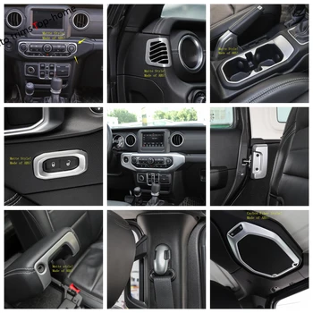 

Yimaautotrims Matte Interior Refit Kit For Jeep Wrangler JL 2018 - 2020 Armrest Box / Dashboard / Air AC / Head Lamps Cover Trim