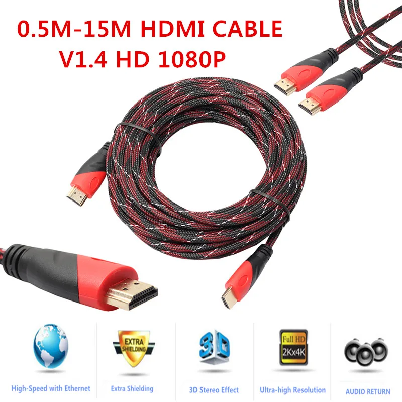 

1.5FT-50FT Male To Male 0.5M-3M Optional Premium HDMI Cable Cable 1.4V HD High Speed 3D 1080P HDTV Ethernet For PS4 XBOX TXTB1