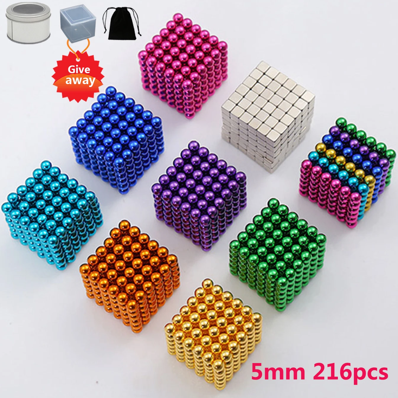 5MM Metaballs Magic Balls Cube Over Size Buck Sticks Blocks Building Construction Toys Arts Crafts Toy | Дом и сад