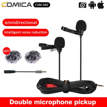 Comica CVM-D02 Dual Lavalier Lapel Microphone Clip-on interview 2.5M Omnidirectional mic for DSLR Cameras Smart Phone Gopro Hero
Comica CVM-D02 Dual Lavalier Lapel Microphone Clip-on interview 2.5M Omnidirectional mic for DSLR Cameras Smart Phone Gopro Hero