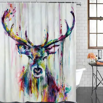Art Painting Deer Bath Home Decor of Lightweight Bathroom Polyester Fabric Shower Curtains 60"(w) x72 (h) with 12 Hooks
Art Painting Deer Bath Home Decor of Lightweight Bathroom Polyester Fabric Shower Curtains 60"(w) x72 (h) with 12 Hooks
