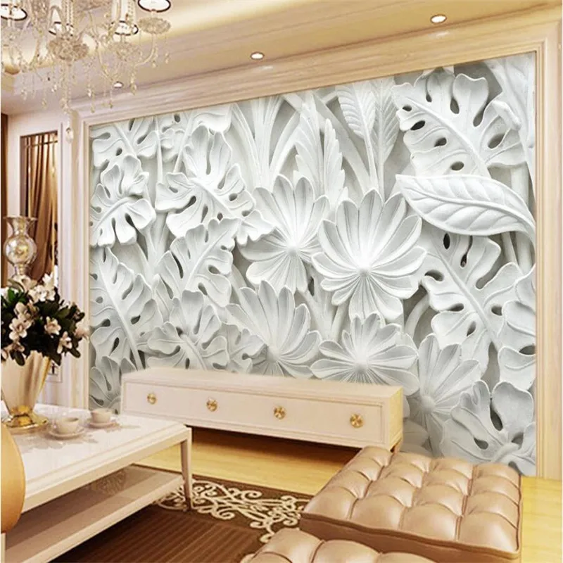 Рельефные настенные 3D обои с рисунком листьев фотообои для гостиной спальни