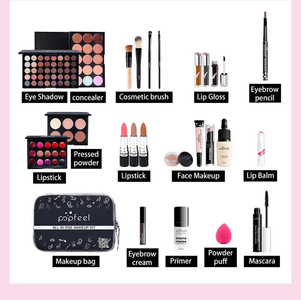 24pcs/set makeup set Cosmetic kit eye shadow eyebrow lipstick pencil lip gloss brush for makeup powder puff with bag+EUB
24pcs/set makeup set Cosmetic kit eye shadow eyebrow lipstick pencil lip gloss brush for makeup powder puff with bag+EUB