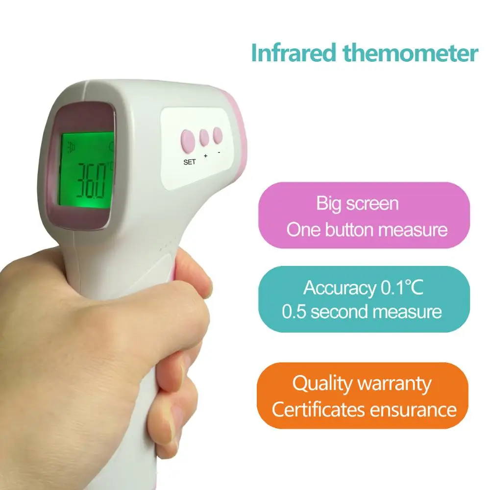 Non-contact infrared thermometer forehead portable handheld temperature measure digital big screen
Non-contact infrared thermometer forehead portable handheld temperature measure digital big screen