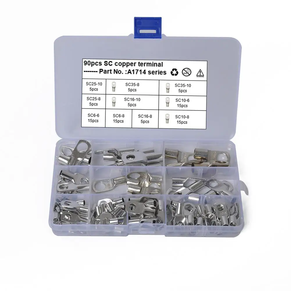 90pcs/set Bolt Hole Copper Terminals Set Wire Terminals Connector Cable Lugs Wire Terminals Car Accessories For Marine
90pcs/set Bolt Hole Copper Terminals Set Wire Terminals Connector Cable Lugs Wire Terminals Car Accessories For Marine