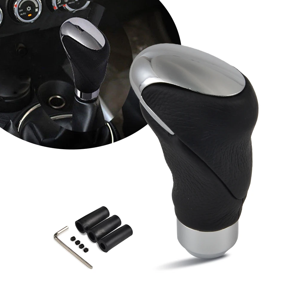 Knob Gear Shifter Leather Auto Manual Black Chrome With 3 Adaptors for Manual Transmission (MT)
Knob Gear Shifter Leather Auto Manual Black Chrome With 3 Adaptors for Manual Transmission (MT)
