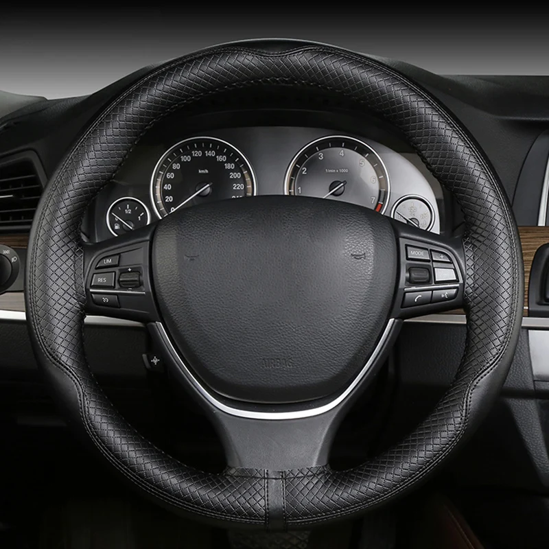 Car Steering Wheel Cover 37-38cm Universal Leather Hand-Stitched Steering Wheel Cover Embossed Handle Cover Auto Accessories
Car Steering Wheel Cover 37-38cm Universal Leather Hand-Stitched Steering Wheel Cover Embossed Handle Cover Auto Accessories