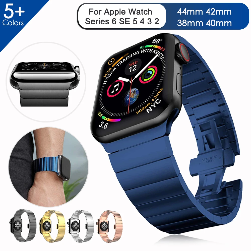 Blue Stainless Steel Link Bracelet Band for Apple Watch Series 6 SE 5 4 3 40mm 44mm For iwatch 6 5 WatchBand Strap Replacement 
Blue Stainless Steel Link Bracelet Band for Apple Watch Series 6 SE 5 4 3 40mm 44mm For iwatch 6 5 WatchBand Strap Replacement
