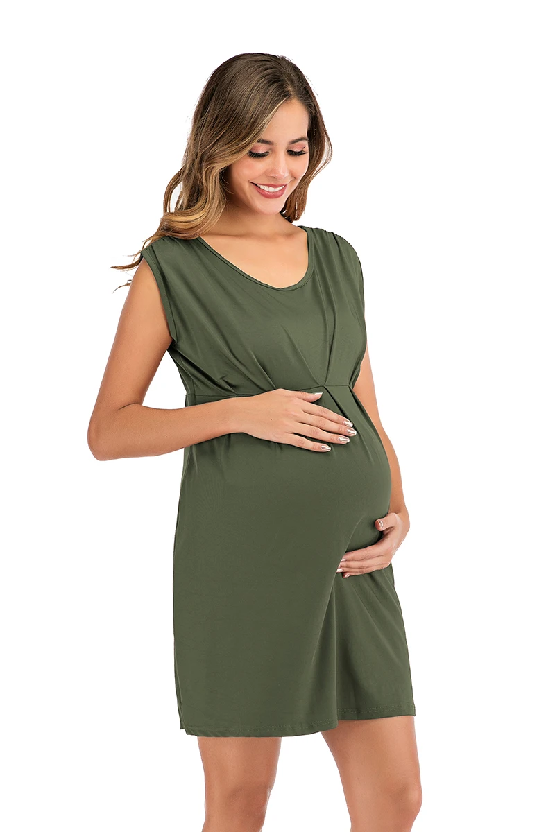 2020 Bezrękawnik sukienka ciążowa casual z głębokim O-neck dla kobiet w ciąży, kolor: jednolity - Wianko - 19