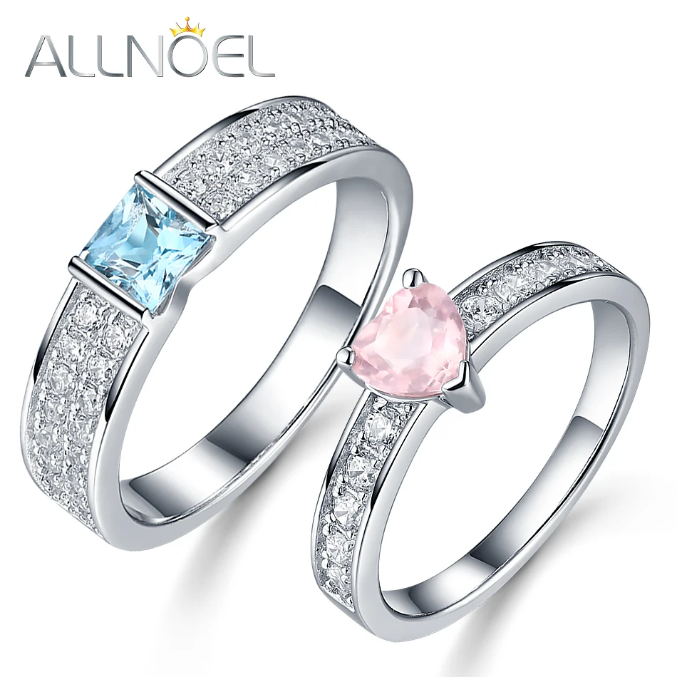 ALLNOEL 925 Sterling Silver Couple Rings Natural Blue Topaz Rose Quartz White Gold Plated Indian Luxury Jewelry Gifts For Women
ALLNOEL 925 Sterling Silver Couple Rings Natural Blue Topaz Rose Quartz White Gold Plated Indian Luxury Jewelry Gifts For Women