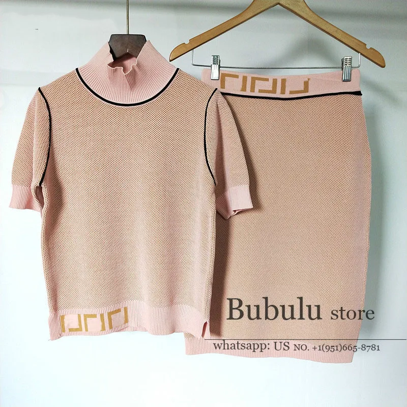 Luxury designer 2 piece set women runway high end letter print short sleeve knitted top tshirt + skirt set two piece outfits S-L
Luxury designer 2 piece set women runway high end letter print short sleeve knitted top tshirt + skirt set two piece outfits S-L