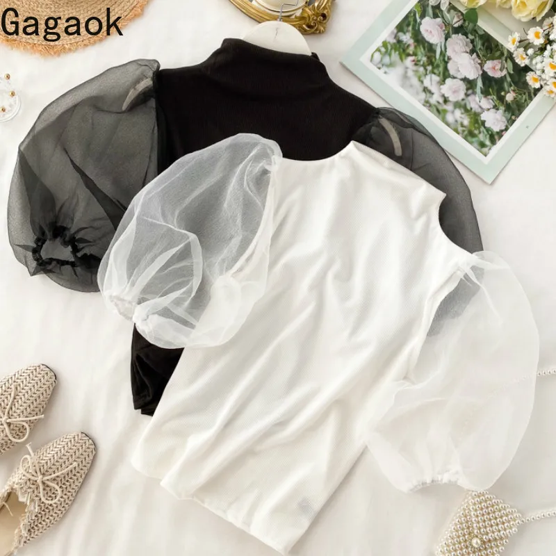 Gagaok Women High Street T-shirt Spring Autumn New Solid Stand Puff Sleeve Half Slim Chic Wild Harajuku Female Fashion Pullover
Gagaok Women High Street T-shirt Spring Autumn New Solid Stand Puff Sleeve Half Slim Chic Wild Harajuku Female Fashion Pullover