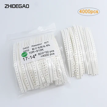 0402 SMD Resistor Kit Assorted Kit 10 Ohm-910K ohm 5% 80valuesX 50pcs=4000pcs Sample Kit
0402 SMD Resistor Kit Assorted Kit 10 Ohm-910K ohm 5% 80valuesX 50pcs=4000pcs Sample Kit