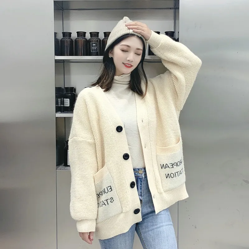 Sweater Women's 2019 New Style Knitted Loose And Plus-sized Versatile Lettered Pocket Photo Shoot Girl'S Cardigan Sweater
Sweater Women's 2019 New Style Knitted Loose And Plus-sized Versatile Lettered Pocket Photo Shoot Girl'S Cardigan Sweater