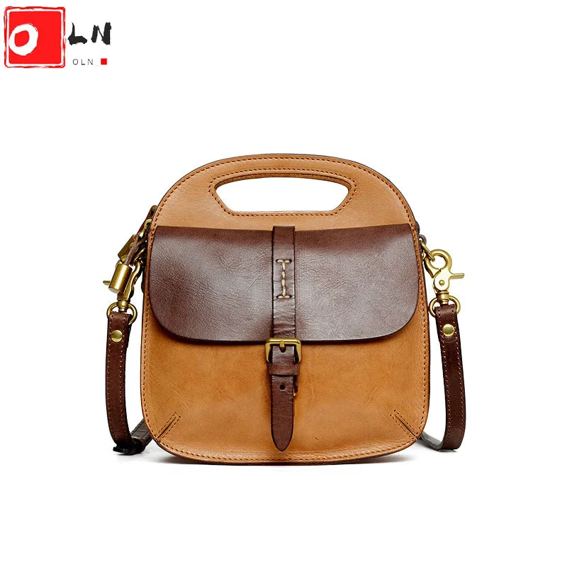 OLN Vintage Panelled Handbag High Quality Vegetable Tanned Shoulder Bag Genuine Leather Female Crossbody Bags Sac A Main Femme
OLN Vintage Panelled Handbag High Quality Vegetable Tanned Shoulder Bag Genuine Leather Female Crossbody Bags Sac A Main Femme