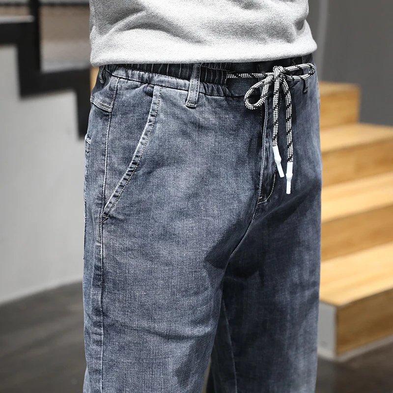 KSTUN Men's Jeans 2020 Patchwork Drawstring Elastic Waist Casual Denim Pants Male Trouers Japanese