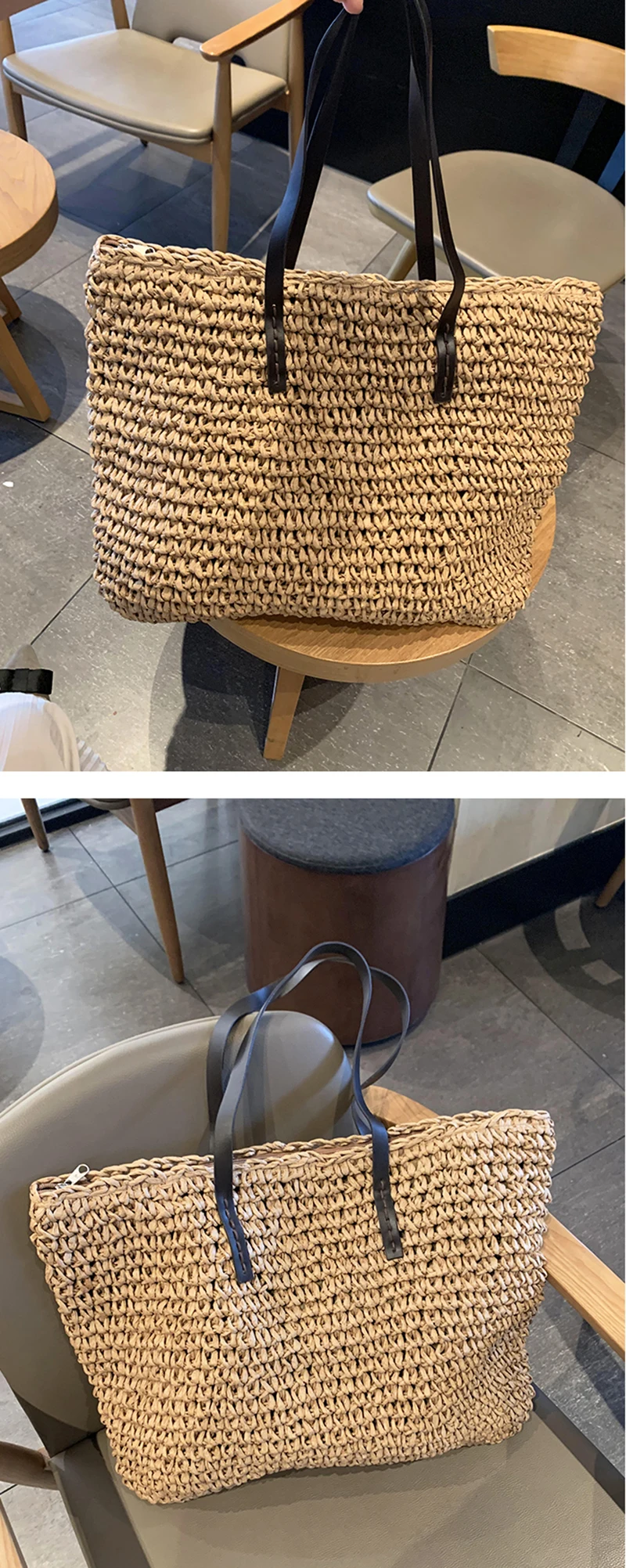 Gusure Large Rattan Tote - Wicker Woven Summer Travel Shoulder Bag 11 Hce0085a13f494ef39666cd74db810e6fl