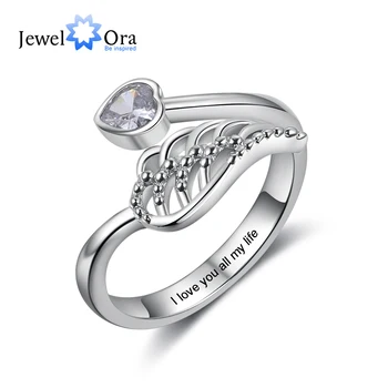 JewelOra Personalized DIY Heart Birthstone Wing Rings for Women Customized Wedding Inside Engraved Ring Female Christmas Gift
JewelOra Personalized DIY Heart Birthstone Wing Rings for Women Customized Wedding Inside Engraved Ring Female Christmas Gift