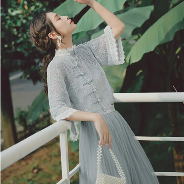 Immortal at the Magpie Bridge Morandi Greyish Blue Fairy National Style Frog Large Sleeves Upper and Lower Suit Skirt
Immortal at the Magpie Bridge Morandi Greyish Blue Fairy National Style Frog Large Sleeves Upper and Lower Suit Skirt