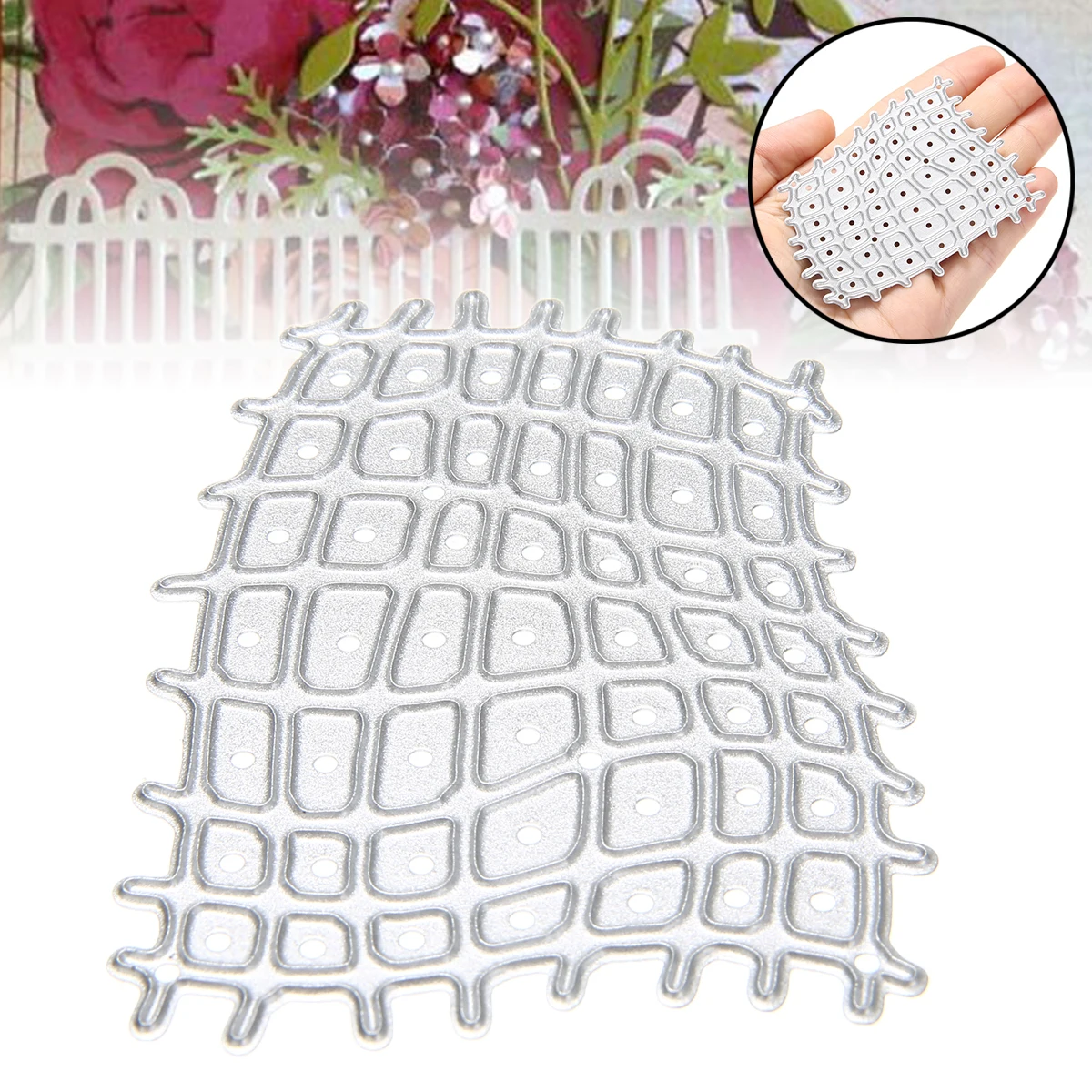1pc New Durable Net Element Metal Cutting Dies Grid Cutting Stencil For DIY Card Scrapbooking Embossing Craft 75*53mm
1pc New Durable Net Element Metal Cutting Dies Grid Cutting Stencil For DIY Card Scrapbooking Embossing Craft 75*53mm