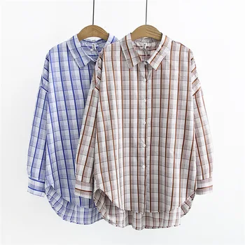 Women's Wear 2020 Grid Shirt Backing Thin Shirt Loose Joker Leisure Coat 1912
Women's Wear 2020 Grid Shirt Backing Thin Shirt Loose Joker Leisure Coat 1912