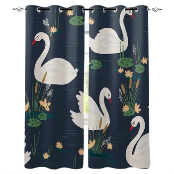 Swan Lake Lotus Flower Summer Window Curtains Living Room Kitchen Curtains for Bedroom Left and Right Biparting Open Curtains 
Swan Lake Lotus Flower Summer Window Curtains Living Room Kitchen Curtains for Bedroom Left and Right Biparting Open Curtains