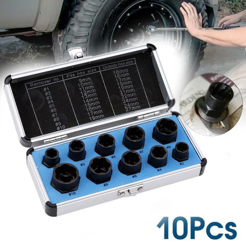 10x Bolt Remover And Nut Extractor Set Damaged Rusted Socket Impact Wrench Tools
10x Bolt Remover And Nut Extractor Set Damaged Rusted Socket Impact Wrench Tools