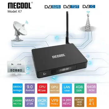 Mecool K7 TV Box Amlogic S905X2 DVB T2 DVB S2 DVB C 4GB DDR4 64GB ROM Android 9.0 Dual WiFi LED Display Antenna Set Top Box
Mecool K7 TV Box Amlogic S905X2 DVB T2 DVB S2 DVB C 4GB DDR4 64GB ROM Android 9.0 Dual WiFi LED Display Antenna Set Top Box