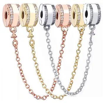Original Rose Gold Insignia With Crystal Safety Chain Clip Beads Fit 925 Sterling Silver Bead Charm Pandora Bracelet DIY Jewelry 
Original Rose Gold Insignia With Crystal Safety Chain Clip Beads Fit 925 Sterling Silver Bead Charm Pandora Bracelet DIY Jewelry