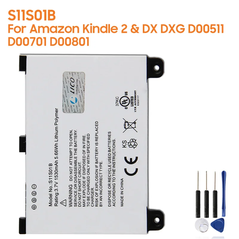 

Original Replacement Battery S11S01B For Amazon Kindle 2 & Kindle DX DXG D00701 D00801 D00511 Authentic Battery 1530mAh