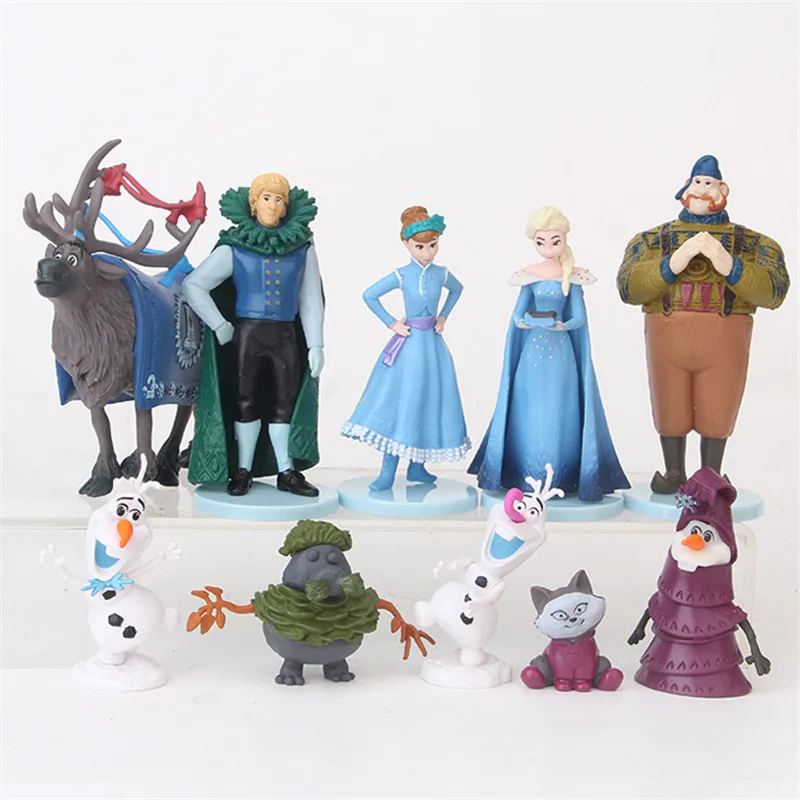 10 шт. Frozen2 Снежная Королева Эльза и Анна из ПВХ Фигурки Олаф Кристоф Свен аниме