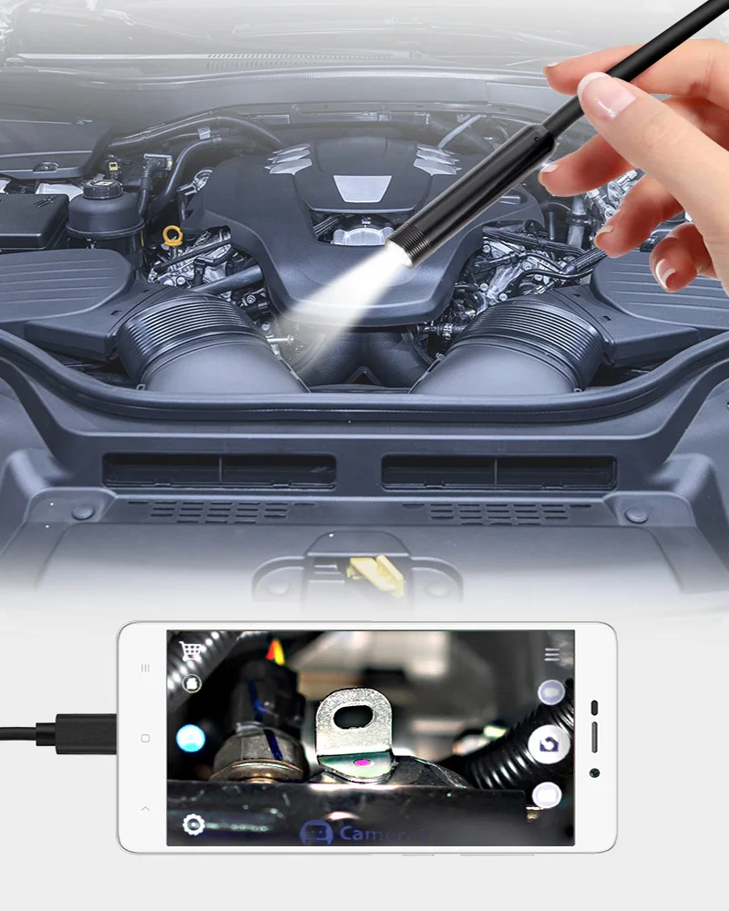 

5.5/7mm Mini Endoscope Sewer Pipe snake Camera Usb Borescope 480P Car Inspection Camera For Android Smart Phone Tablet PC 1-2m