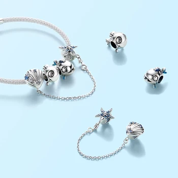 925 Sterling Silver Starfish Silicone Safety Chain Big Eyes fish Charm Beads fit 3mm Bracelet Making Original Woman Jewelry
925 Sterling Silver Starfish Silicone Safety Chain Big Eyes fish Charm Beads fit 3mm Bracelet Making Original Woman Jewelry