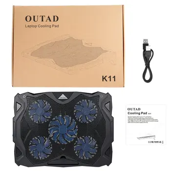 OUTAD Portable Ultra-thin Long Life Angle Adjustment High Airflow LED Light USB Powered 5 Fan Chill Mat Laptop Cooling Pad
OUTAD Portable Ultra-thin Long Life Angle Adjustment High Airflow LED Light USB Powered 5 Fan Chill Mat Laptop Cooling Pad